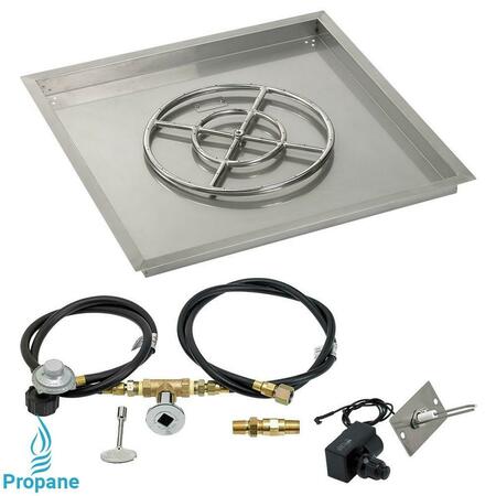 AMERICAN FIREGLASS 30 In. Square Stainless Steel Drop-In Pan With Spark Ignition Kit - Propane SS-SQPKIT-P-30